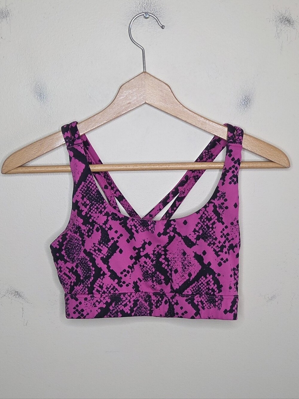 Joy Lab Pink Black Print Criss Cross Back Sports Bra Sporty Gym Workout